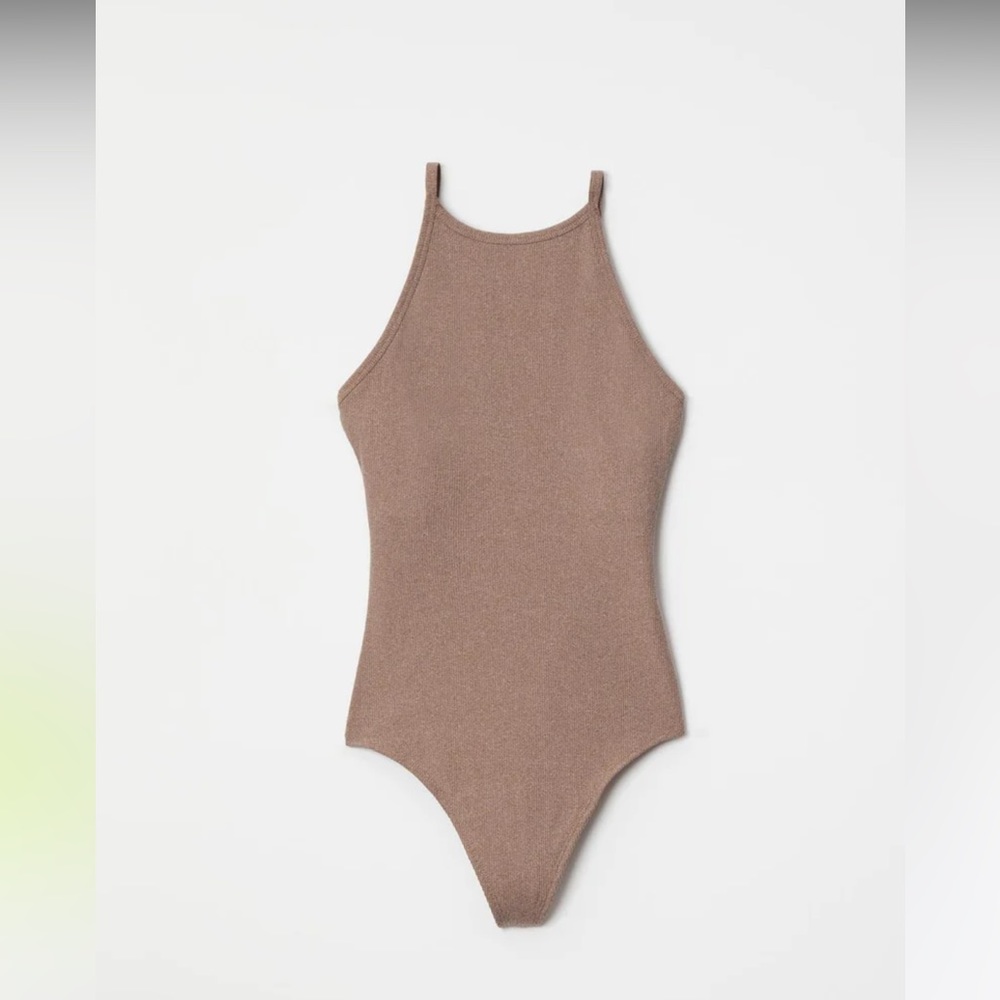 Fog Heather Marlow High Neck Bodysuit- Thong